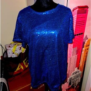 Blue sequin top size 12-14